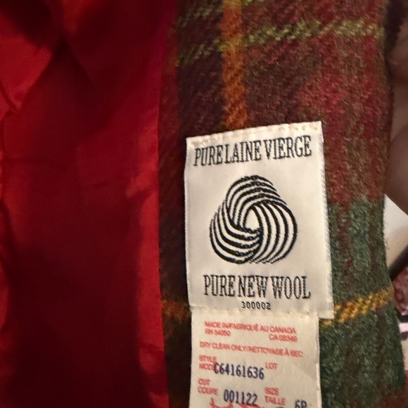 VTG Jones New York Petite Wool Plaid Blazer Jacket Red Green 6P Made in Canada - Picture 5 of 5